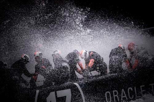 Oracle Team USA in the spray © Guilain Grenier Oracle Team USA http://www.oracleteamusamedia.com/